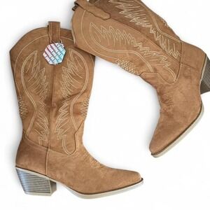 Brown Western Cowgirl Boots 🤎 Vintage Style Pointed Size 11.5 Women's